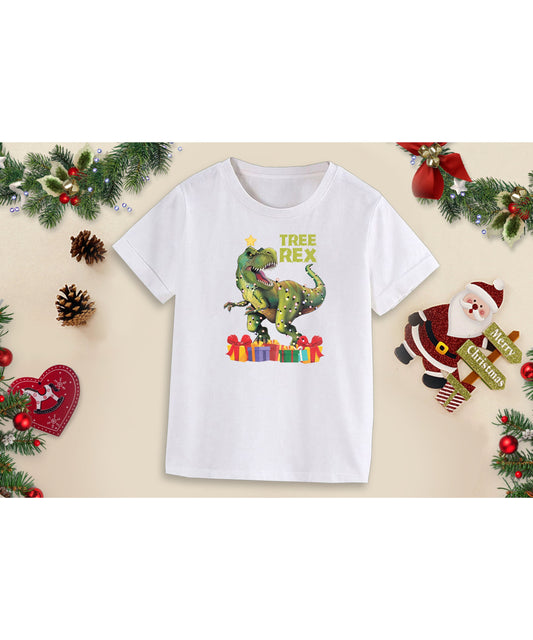 Children’s Christmas T Shirt, Christmas Tree Dinosaur T Shirt, Personalised Top, Christmas Top, Custom Christmas T Shirt