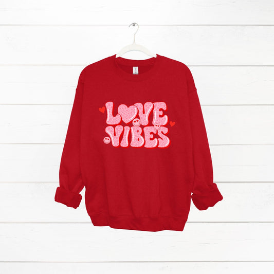 Love Vibes Sweatshirt, Cute Jumper, Valentine's Jumper, Women's Jumper, Valentine's Sweatshirt, Coffee Sweater, Gift for Her, Gift for Mum