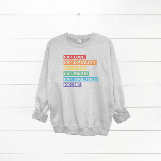 100% LOVE Sweatshirt, Cute Jumper, Valentine's Jumper, LBGTQ Sweater, Gift for him, Gift for her, Gift for them