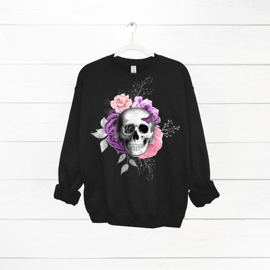 Skull and Roses Sweatshirt, Cute Jumper, Mental Health Sweater, Mental Health Jumper, Gift for Mum, Gift for Her